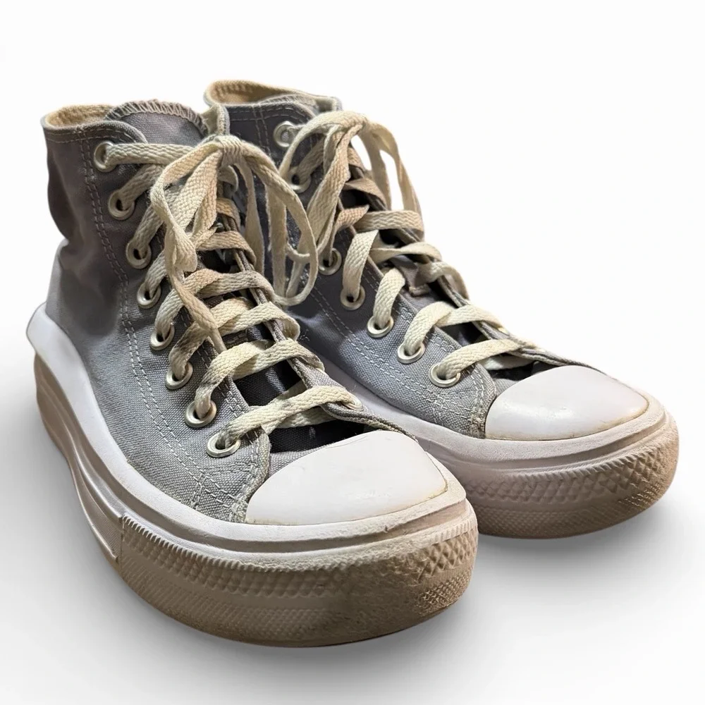 Converse Chuck Taylor All Star High Top Gray Canvas Sneakers‎ Size 7 - Picture 2 of 11
